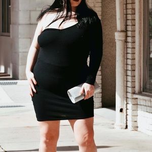 Mini dress ribbed, long sleeve